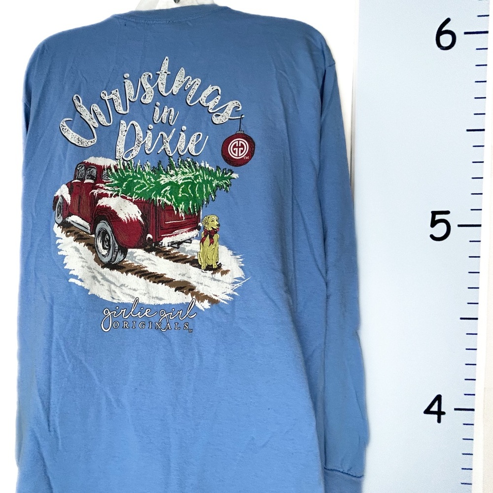 Gildan Girlie Girl‎ "Christmas in Dixie" Blue T-Shirt Women's Large